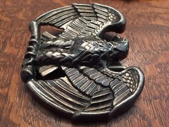 Vintage 80s AVON Perched Eagle Thick Metal Belt Buckle