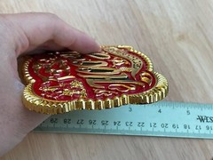 Western Buckle Gold Red Cowboy Rodeo 4.5 »x3.5 » Hooey Buckle 2 »Hebilla Vaquero