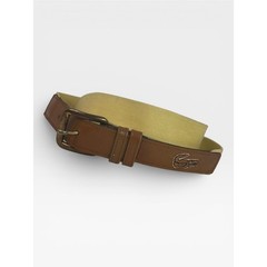 Lacoste Men&rsquo;s Brown Leather & Beige Canvas Belt size 34/85