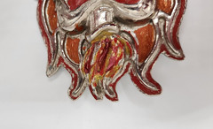 HEAVY METAL MFG Belt Buckle Flaming Heart Barb Wire Made in USA HOT MESS See Pic