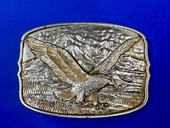 Patriotic Majestic American Bald Eagle Flying High Vintage Numbered Belt Buckle
