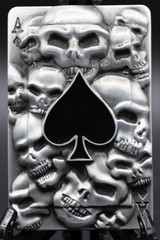 Ace of Spades Skull Belt Buckle Playing Card Biker Gothic Poker Heavy Metal Silv