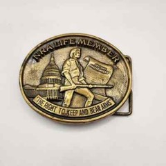 Jadco NRA Lifetime Memeber Brass Belt Buckle Metal Heavy 2nd Amendment Statement