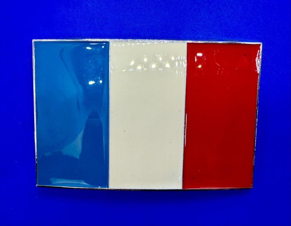 Flag of France French Country Blue White Red Enamel Patriotic Belt Buckle