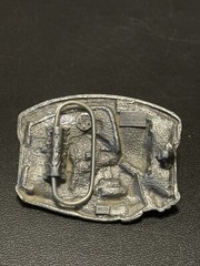 VTG SISKIYOU ARIZONA GOLD PANNING PEWTER BELT BUCKLE AG-7 1984 WILLIAMS OREGON
