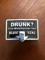 Breathalyzer Test Drunk Funny Humour Bar Joke Metal Unisex Men’s Belt Buckle