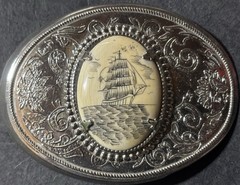 Vintage Scrimshaw Style Belt Buckle