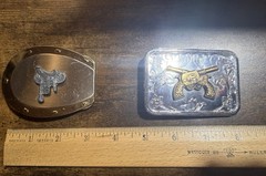 Set of 2 Metal Western Belt Buckles for Men – Cross Revolver And Saddle Design