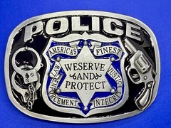 AMERICAS FINEST POLICE We Serve Protect Law Enforcement Commemorate Belt Buckle