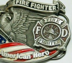 Gap Fire Fighter American Hero men&rsquo;s belt buckle 1994 pewter