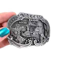 Vintage Lucas Kansas 392/500 1987 Centennial Western Metal Belt Buckle Dart