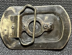 VINTAGE FAUX TURQUOISE NATIVE AMERICAN THEME BRASS BELT BUCKLE *Read