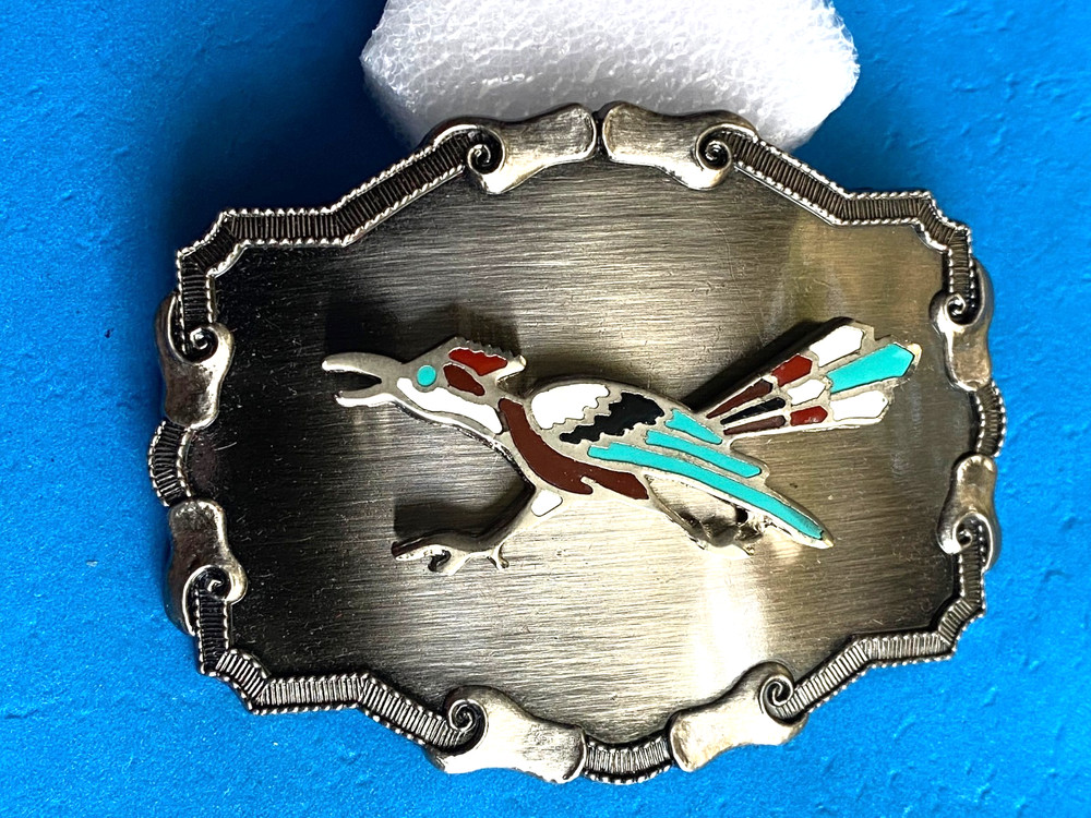 Vintage Native American Indian Style Road Runner Belt Buckle