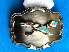 Vintage Native American Indian Style Road Runner Belt Buckle