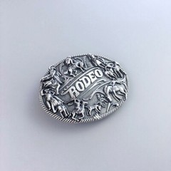 Vintage Silver Plated Rodeo Cowboy Man Western Belt Buckle Boucle de ceinture