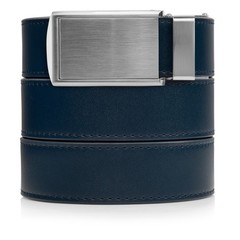 SlideBelts Men&rsquo;s Ratchet One Size, Navy Leather With Silver Buckle (Vegan)