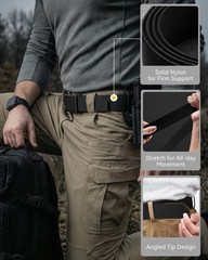 CHAOREN Tactical Belt Men – 38&Prime;-42&Prime; Waist Adjustable, Frosted Matte / Black