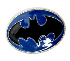 Large Batman Belt Buckle Chrome Black Blue Comic Superhero Statement Buckle