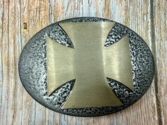 Maltese Iron Cross Religious Gothic Punk Vibe Textured Metal Belt Buckle