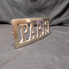 Vintage PARIS Cutout Metal Belt Buckle Silver Tone Retro Novelty Y2K 90s