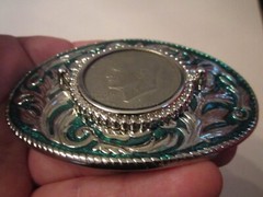 1976 BICENTENNIAL LIBERTY SILVER DOLLAR COIN BELT BUCKLE – GW-12