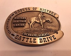 M.J. Mackenzie Hooves of History 2000 Cattle Drive Belt Buckle Cochrane, Alberta