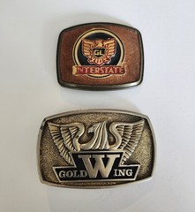 Vintage Pair of Honda Goldwing Motorcycle Belt Buckles Raintree Leather Buckle