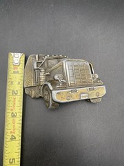 Vintage TRUCKER Belt Buckle BIG RIG Semi-Truck SOLID Metal Heavy WESTERN Cowboy