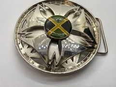 Jamaica Jamaican Flag Spinner Wheel Rim Round Moving NOS Belt Buckle