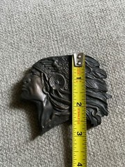 Belt Buckle Native American Indian Chief Head Bergamot Brass Textured Vintage