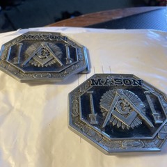 2 Masonic Freemasonry Metal Belt Buckles