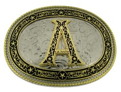 Initial A Letter a Belt Buckle Vintage Metal Style Cowboy Cowgirl Rodeo Western