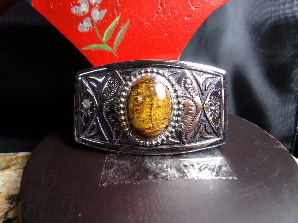 Men&rsquo;s Small Belt Buckle & Genuine Tiger Eye Stone 1 5/8&Prime; X 1 5/8&Prime; fits 1&Prime; Belt