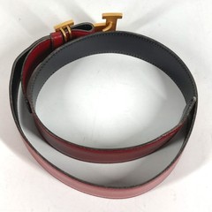 Hermes H Belt Vintage Buckle Leather G Engraved Red Black