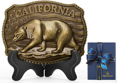 Western Belt Buckle for Men – California Grizzly Bear Cowboy Belt Buckles for…