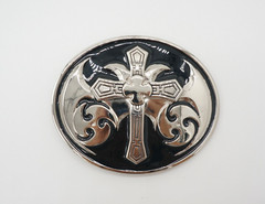 Black Gothic Iron Cross Belt Buckle | American Silver Vintage Western Buckle