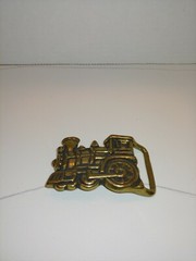 Vintage1970s Solid Brass Locomotive Train Belt Buckle EUC