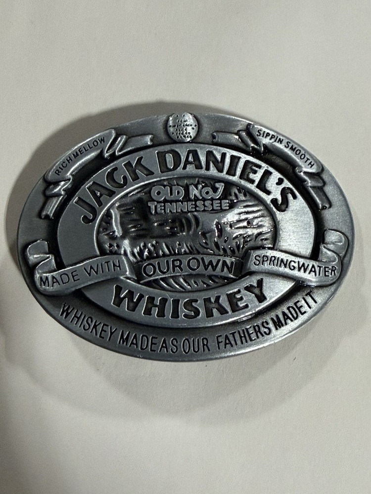 Jack Daniels Old No. 7 Pewter Belt Buckle 1989 Vintage Silver Western Style