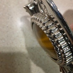 Belt Buckle Unisex Silver Chrome, Tigers Eye Stone Western Boho, EUC