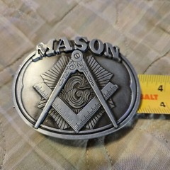 MASON FREEMASONS FREEMASONRY Metal Belt Buckle GRAY SILVER COLOR