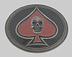 Skull Belt Buckles Tattoo Tribal Skeleton Halloween Vintage Ace Spade Lucky Goth