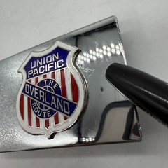 Union Pacific The Overland Route Chrome Mirror Belt Buckle Railroad
