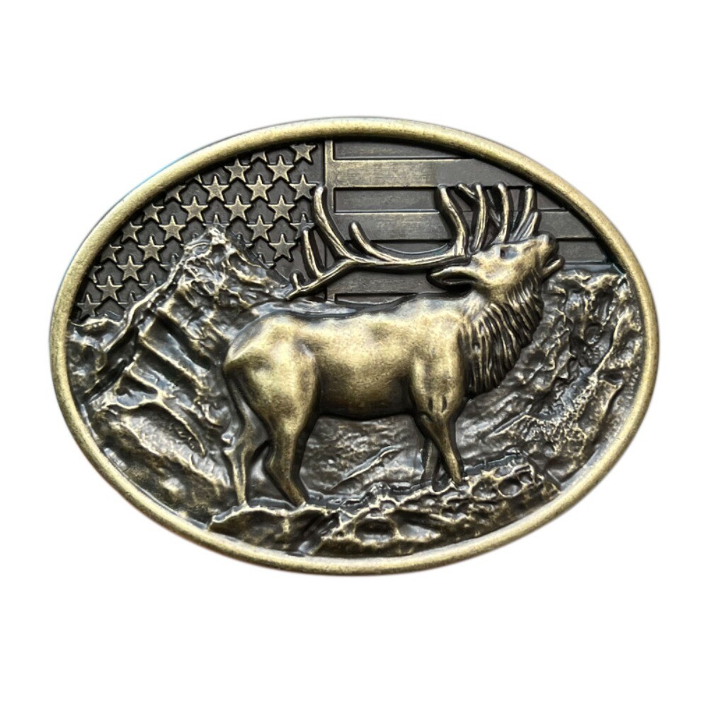 Elk Hunting Outdoors Men&rsquo;s Western Cowboy Belt Buckle Rodeo Wear Fit 1.5&Prime; Belts