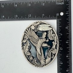 Vintage 1995 Siskiyou Buckle Co Eagle Pewter Belt Buckle Blue Enamel A-2 USA