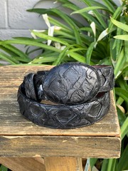 Genuine Exotic Pirarucu Monster Fish Western Belt with Removable Buckle – Black