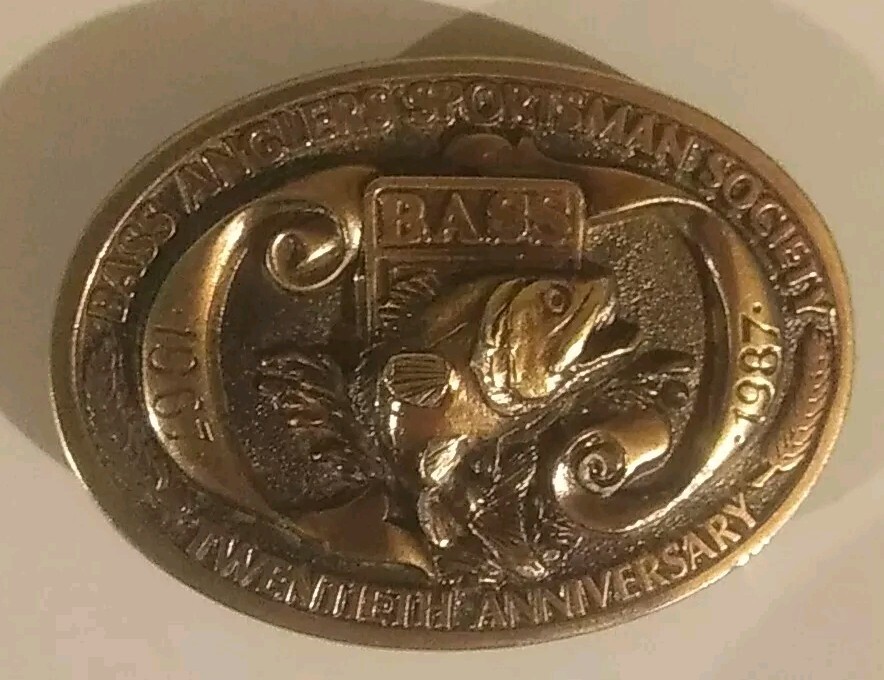 Vintage 1987 Bass Anglers Sportsman Society Twentieth Anniversary Belt Buckle