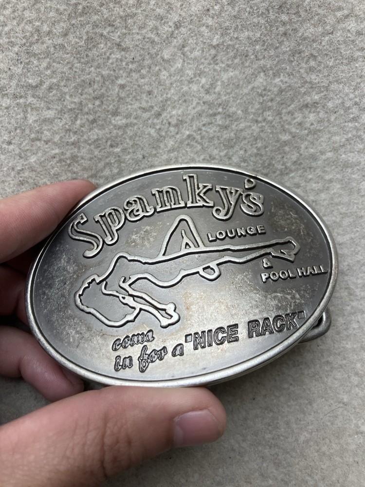 Vintage Spanky’s Lounge Pool Hall Western Belt Buckle Biker Dive Bar