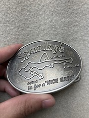 Vintage Spanky’s Lounge Pool Hall Western Belt Buckle Biker Dive Bar