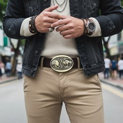 Men Women Dark Gold Metal Fashion Belt Buckle Native Buffalo Bull 5 Cents Coin