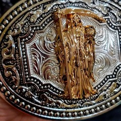 Santa Muerte belt Buckle Oval Buckle Rose Gold Silver Heavy Zinc Alloy